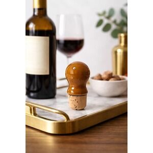 Ceramic Wine Bottle Stopper Yellow  Pottery Bulbous Top MCM Boho Cottagecore